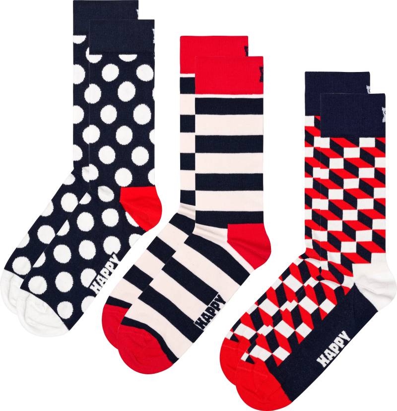 Happy Socks Socken, (3er Pack), Big Dot & Filled Optic & Stripe Socks von Happy Socks