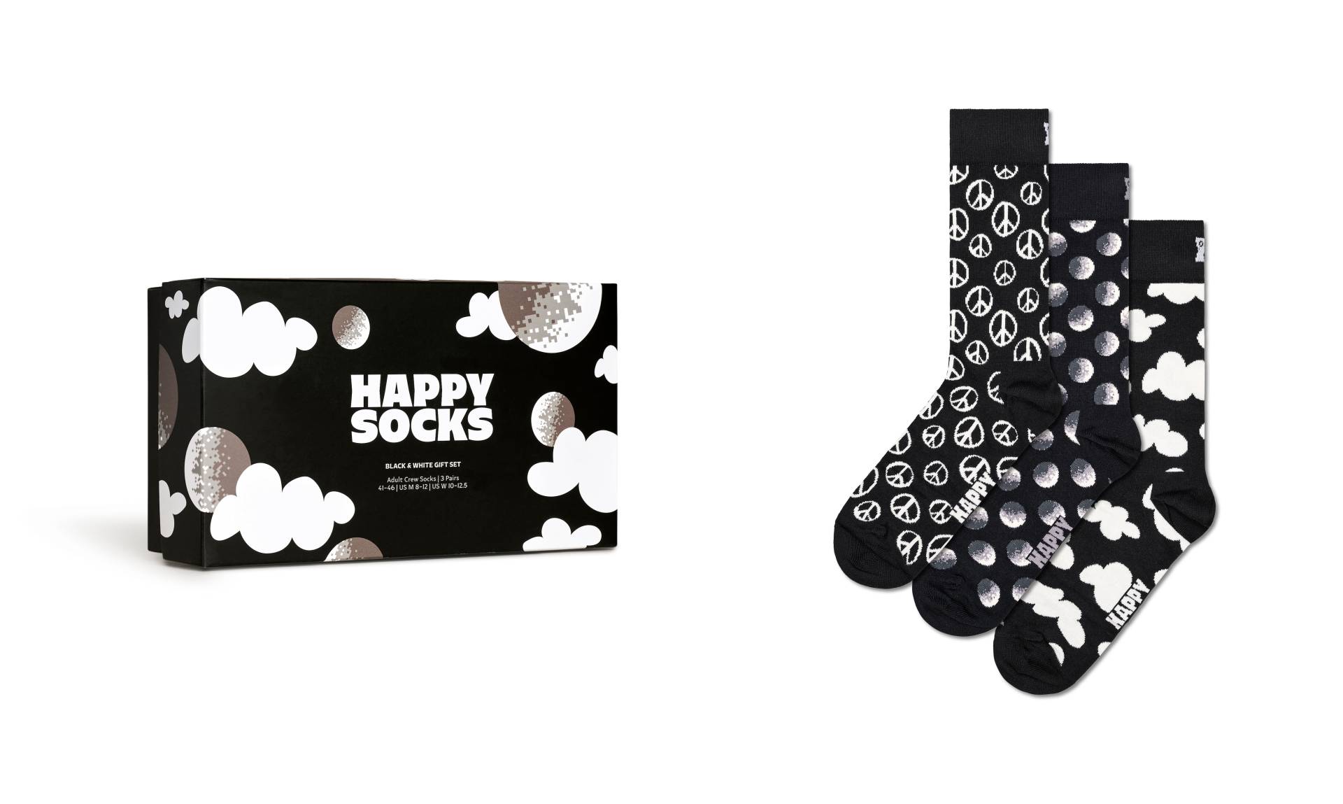 Happy Socks Socken, (Box, 3 Paar), Black & White Gift Set von Happy Socks