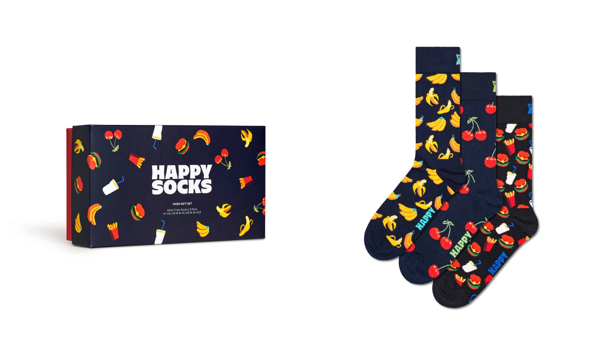 Happy Socks Socken, (Box, 3 Paar), Food Gift Set von Happy Socks