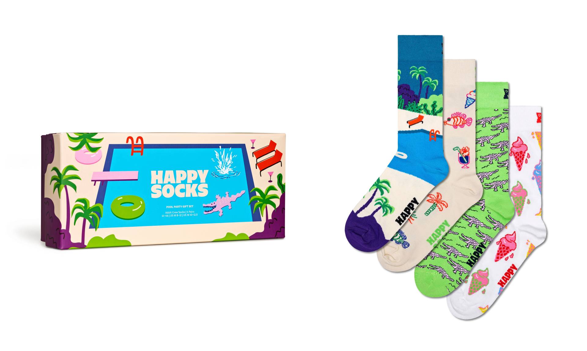 Happy Socks Socken, (Box, 4 Paar), Pool Party Gift Set von Happy Socks