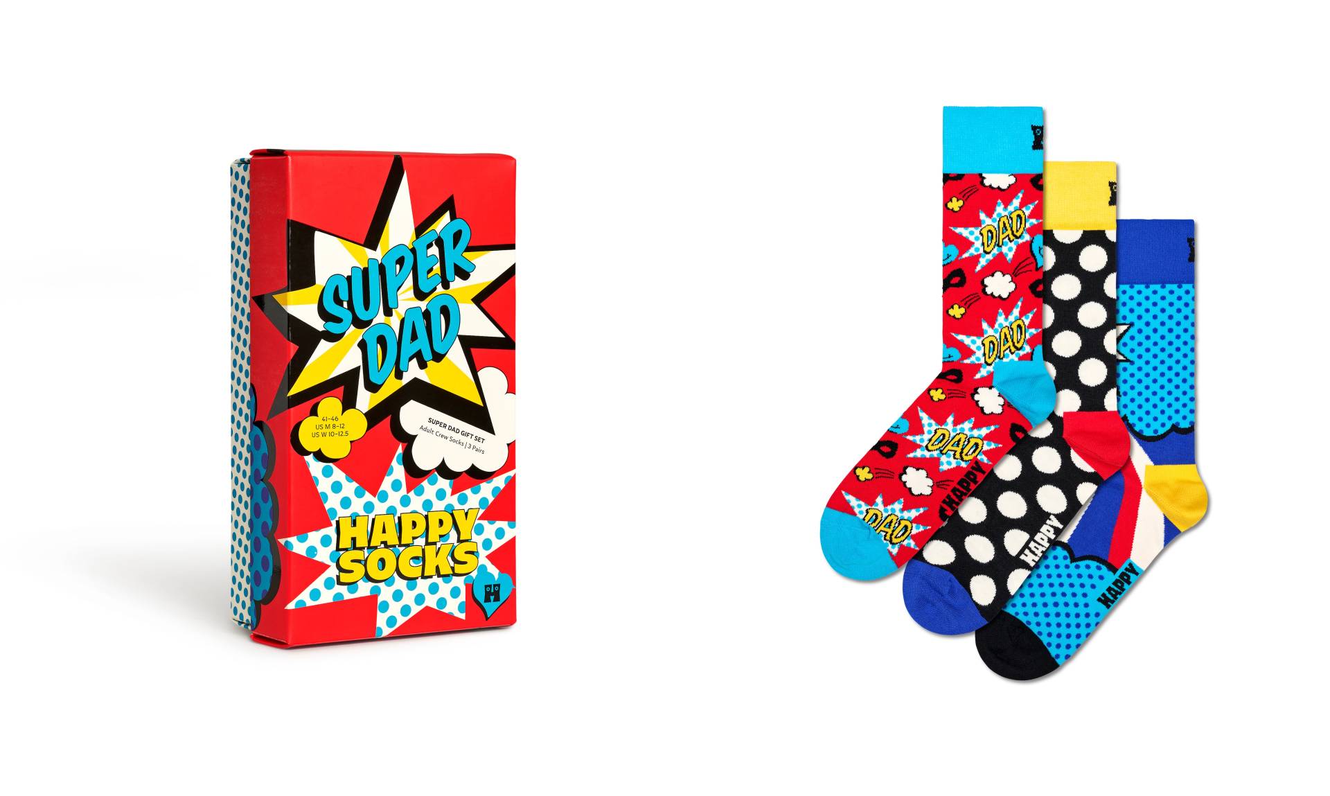 Happy Socks Socken, (3er Pack), Super Dad Gift Set von Happy Socks