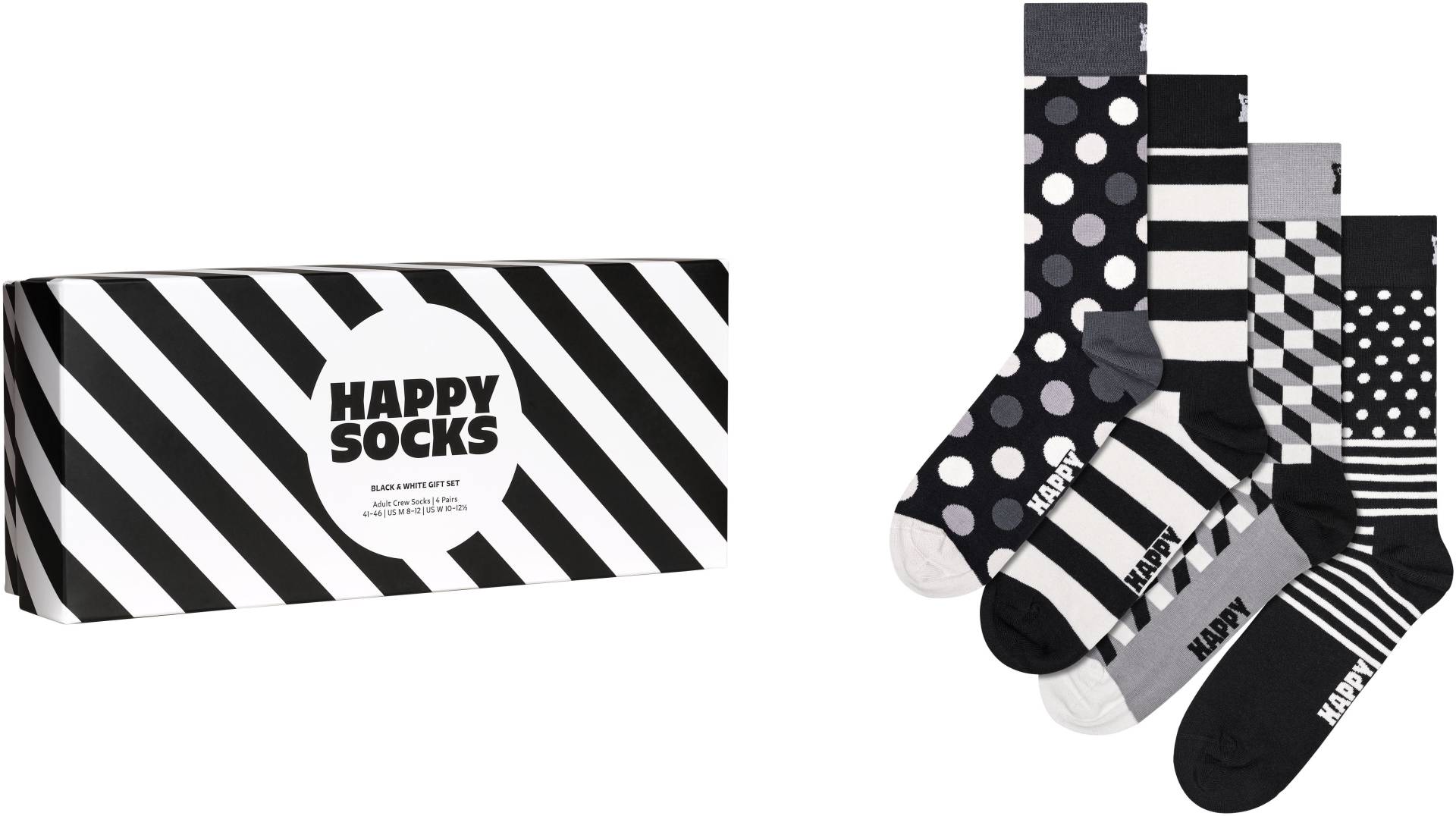 Happy Socks Socken, (Packung, 4 Paar), Classic Black & White Socks Gift Set von Happy Socks