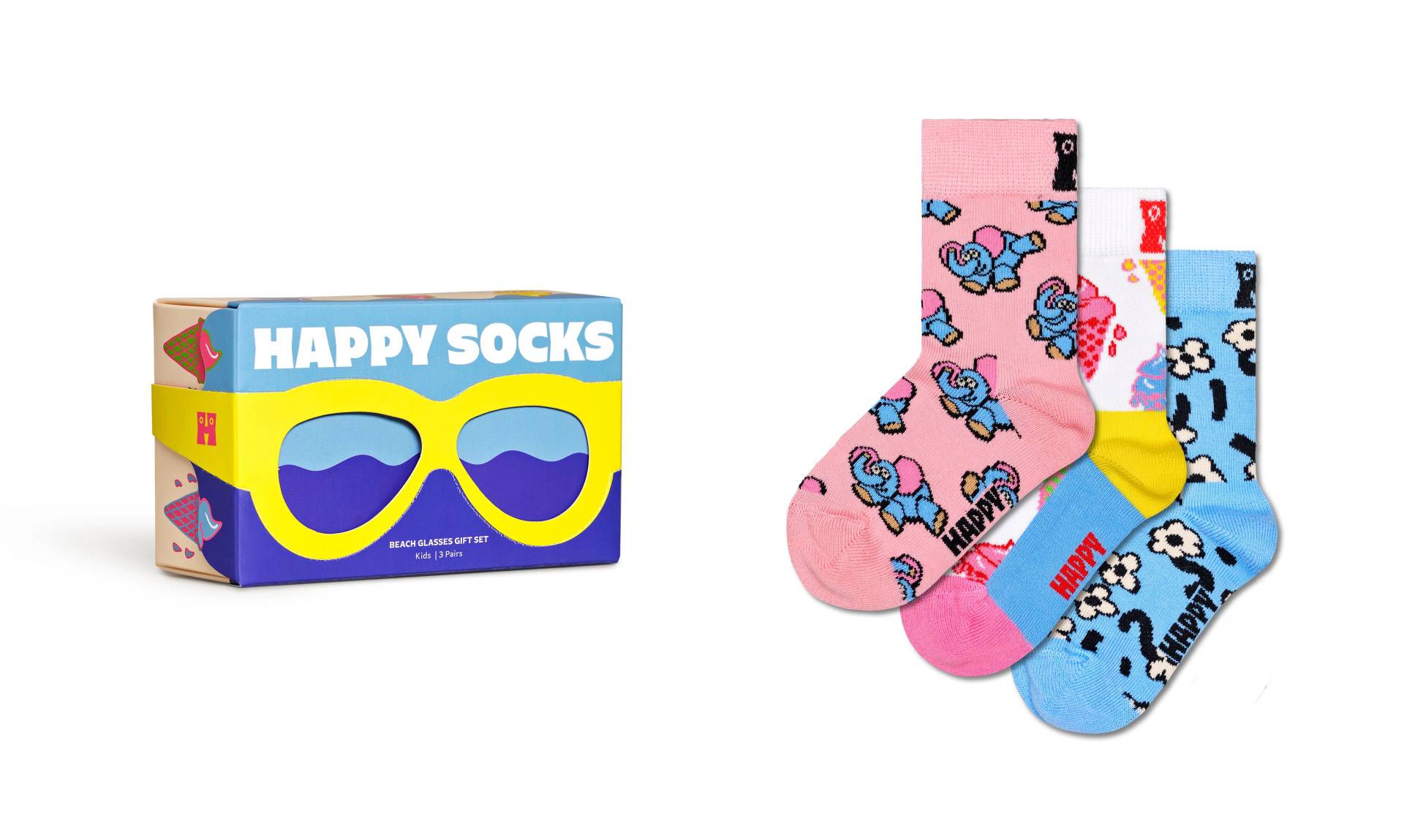 Happy Socks Socken, (3er Pack), Beach Glasses Gift Set von Happy Socks