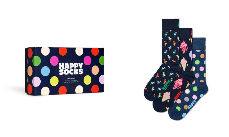 Happy Socks Socken, (3er Pack), Navy Gift Set von Happy Socks