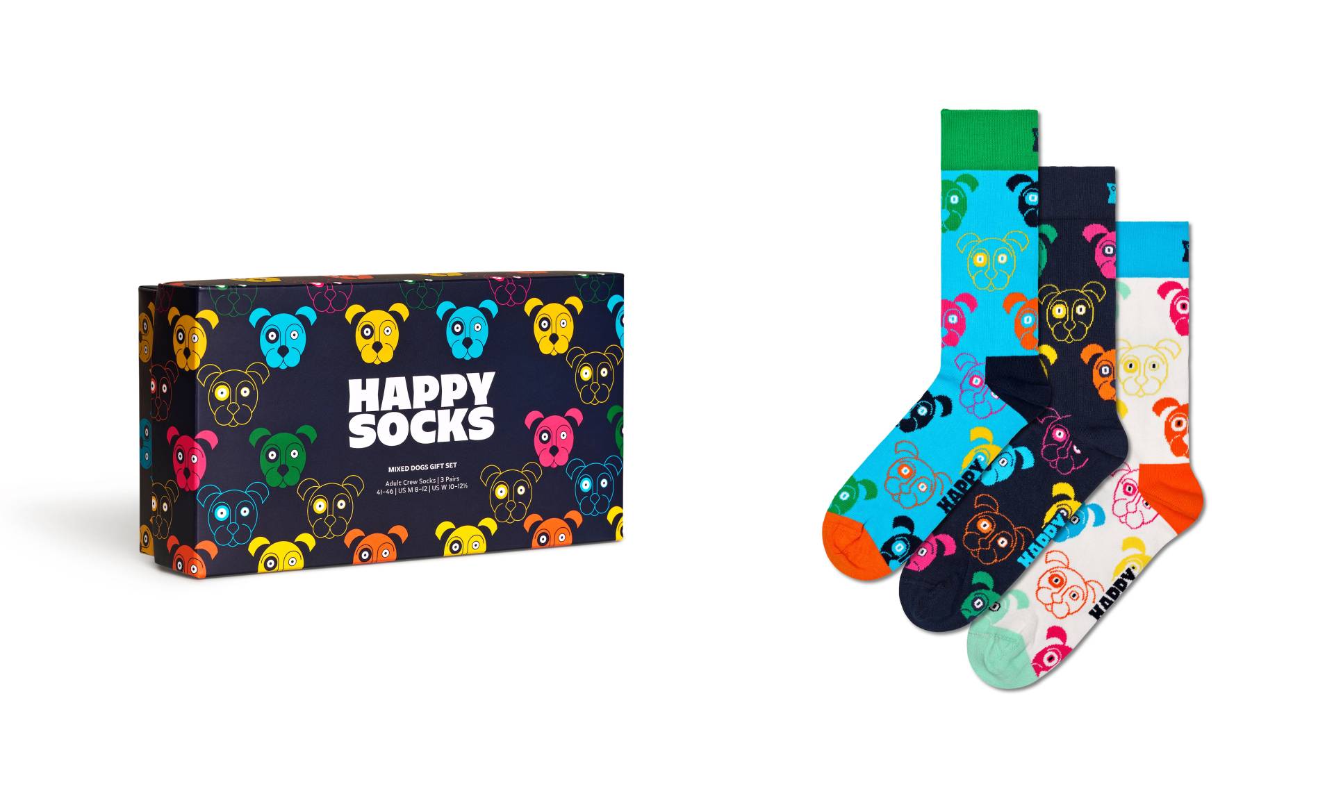 Happy Socks Socken »3-Pack Mixed Dog Socks Gift Set«, (3 Paar, Geschenk Box), Hunde-Motiv von Happy Socks