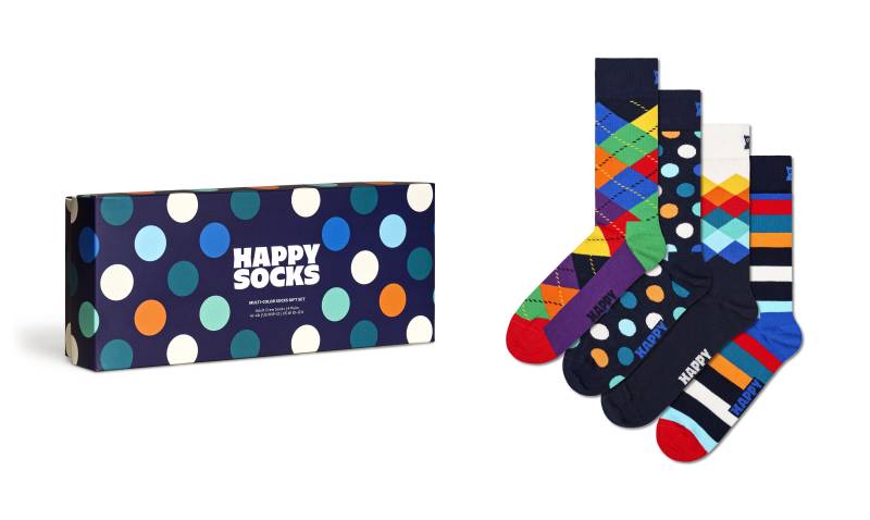 Happy Socks Socken »Multi-Color Socks Gift Set«, (Packung, 4 Paar, Geschenk-Box), Bunte Socken im 4er Pack von Happy Socks