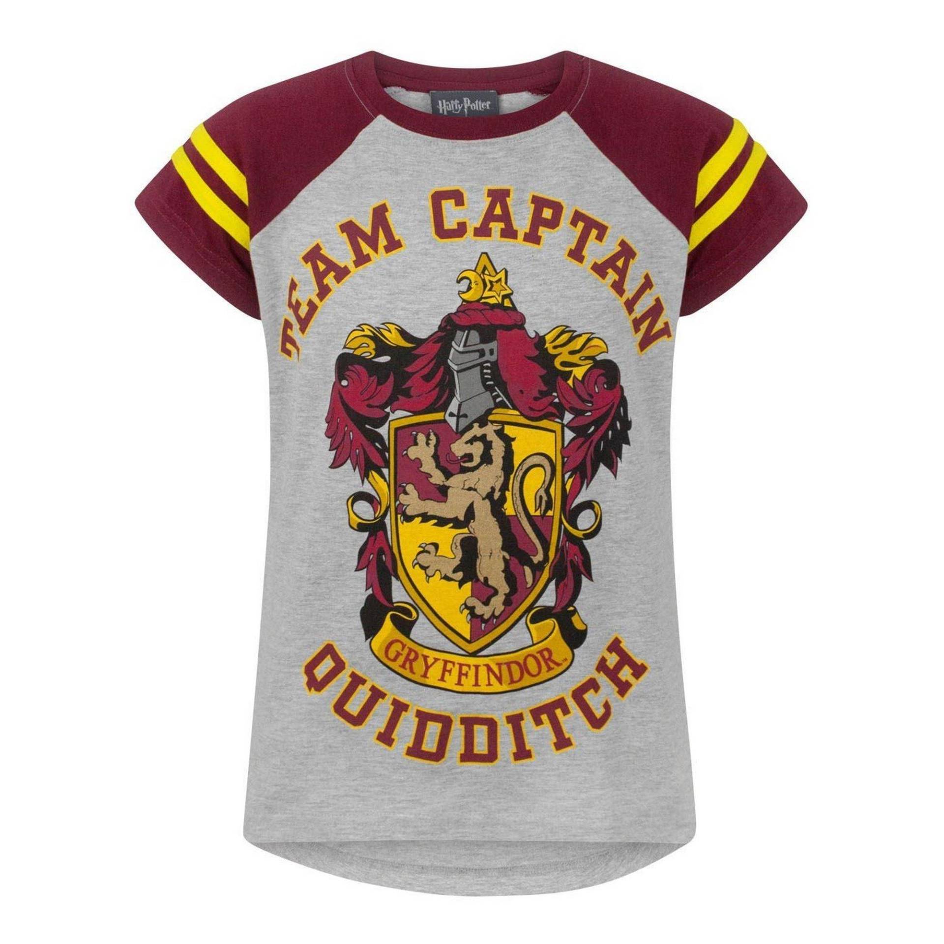 Offizielles Gryffindor Quidditch Team Captain Tshirt Mädchen Grau 116 von Harry Potter