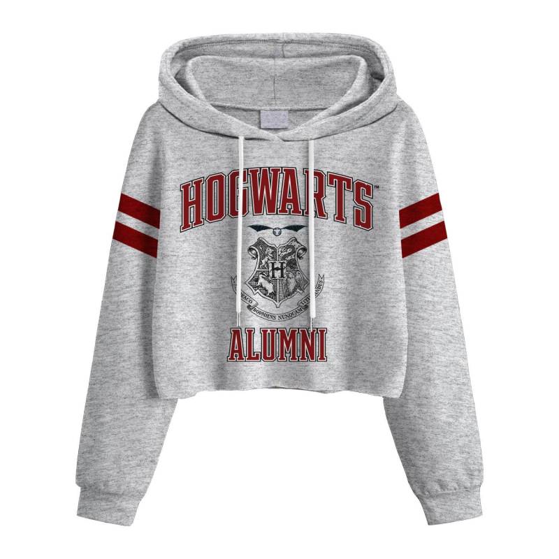 Hogwarts Kurzes Hoodie Damen Grau L von Harry Potter