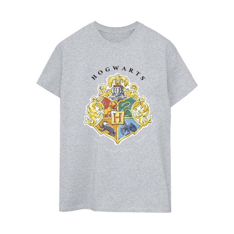 Hogwarts School Emblem Tshirt Damen Grau 3XL von Harry Potter