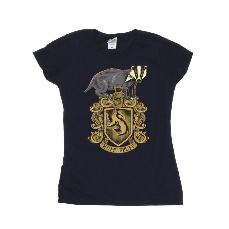 Hufflepuff Sketch Crest Tshirt Damen Marine XXL von Harry Potter