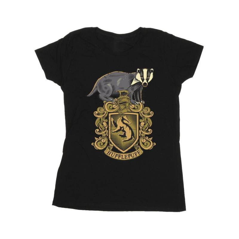 Hufflepuff Sketch Crest Tshirt Damen Schwarz M von Harry Potter