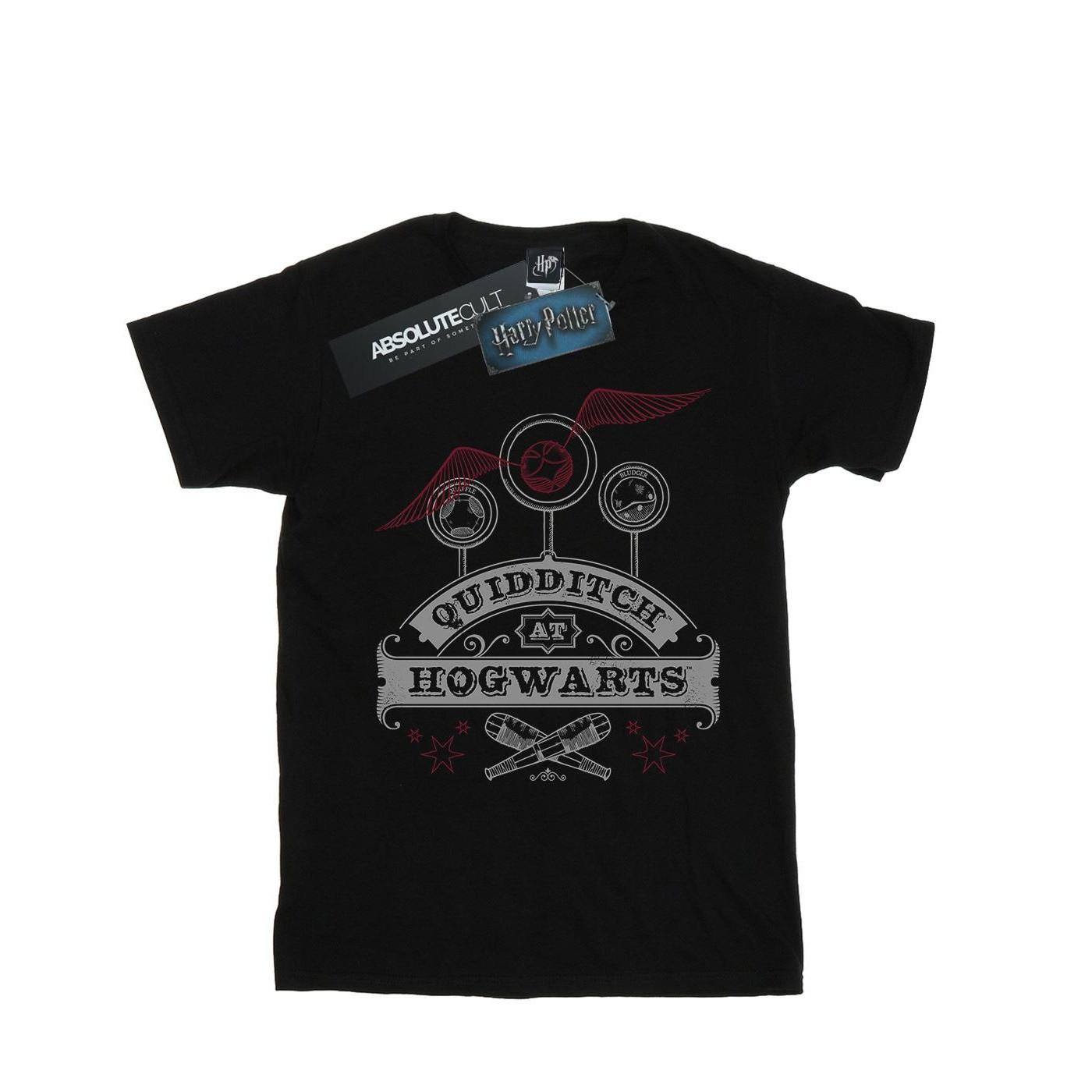 Quidditch At Hogwarts Boyfriend Fit Tshirt Damen Schwarz 3XL von Harry Potter