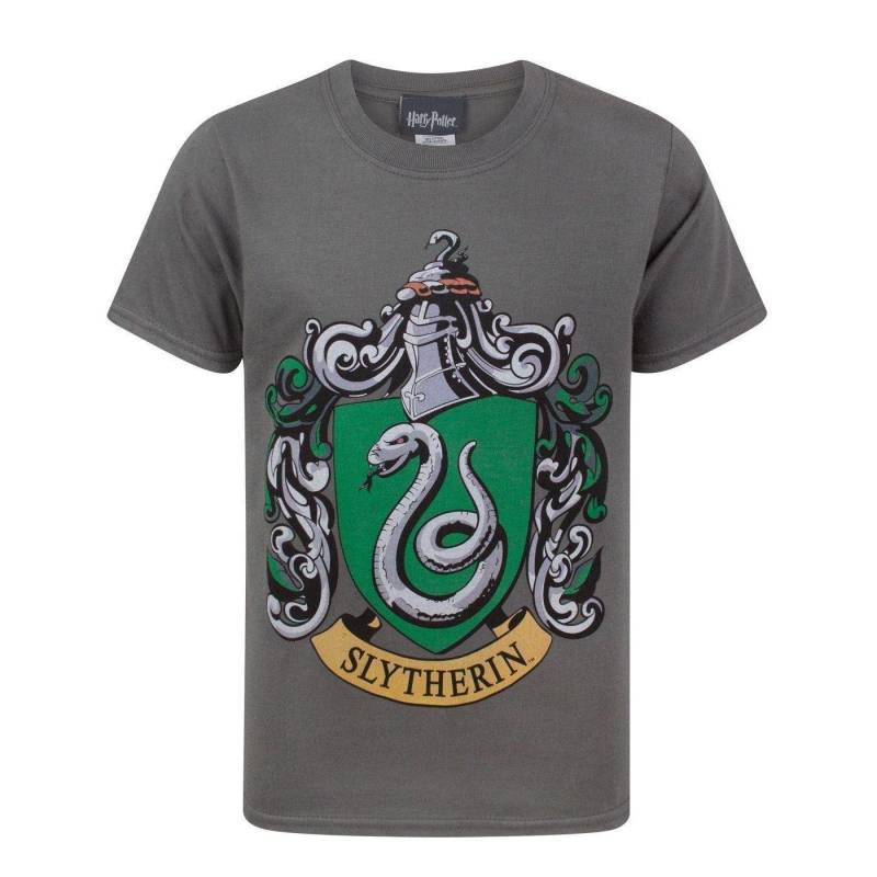 Harry Potter - offizielles Slytherin Wappen TShirt, 116, Charcoal Black von Harry Potter