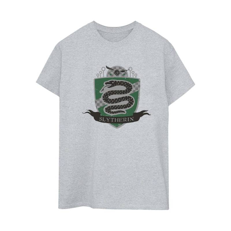 Slytherin Chest Badge Tshirt Damen Grau S von Harry Potter