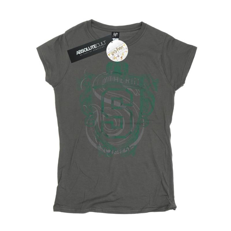 Slytherin Serpent Crest Tshirt Damen Charcoal Black XL von Harry Potter