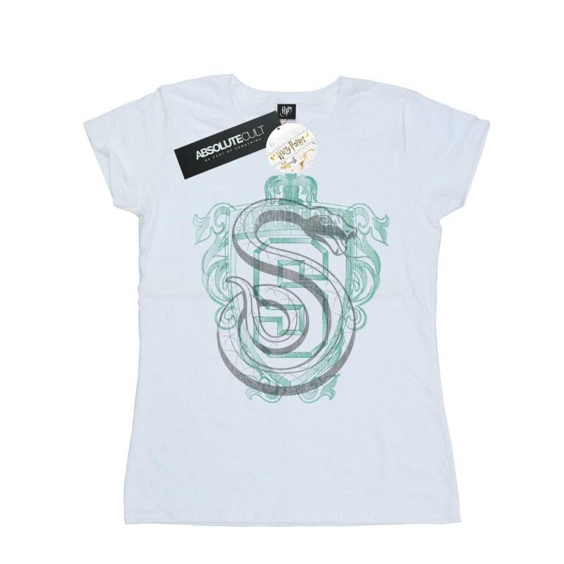 Slytherin Serpent Crest Tshirt Damen Weiss M von Harry Potter