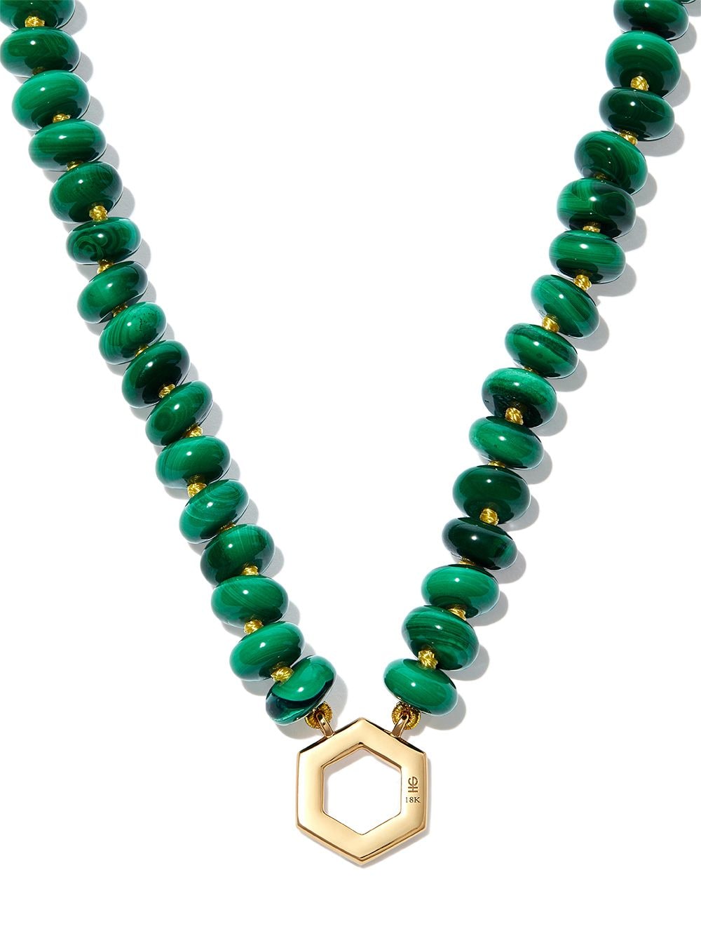 Harwell Godfrey 18kt yellow gold malachite beaded necklace von Harwell Godfrey