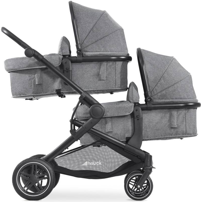 Hauck Geschwisterwagen »Atlantic Twin, melange grey«, 30 kg, mit schwenk- und feststellbaren Vorderrädern von Hauck