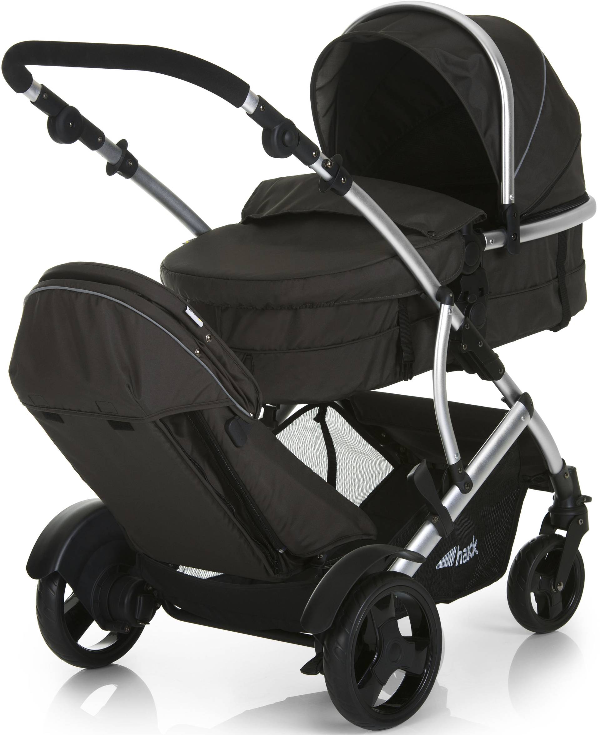 Hauck Geschwisterwagen »Duett 2 black«, 15 kg, mit Regenschutz, Kinderwagen von Hauck