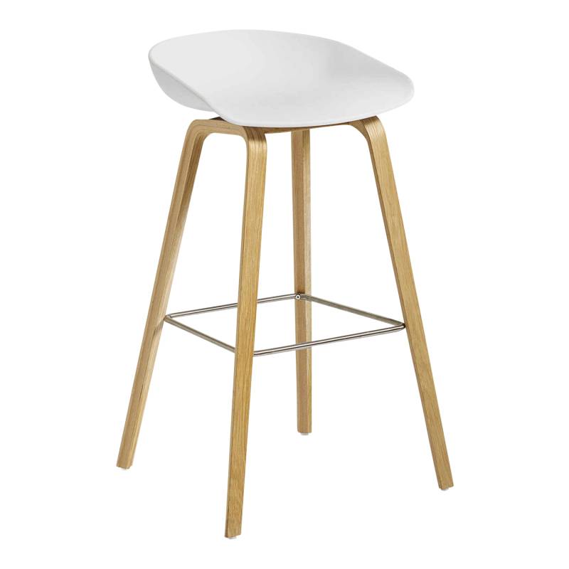 About a Stool AAS32 High Barstuhl, Sitz Polypropylen khaki 2.0 (recycled), Untergestell eiche geseift von Hay