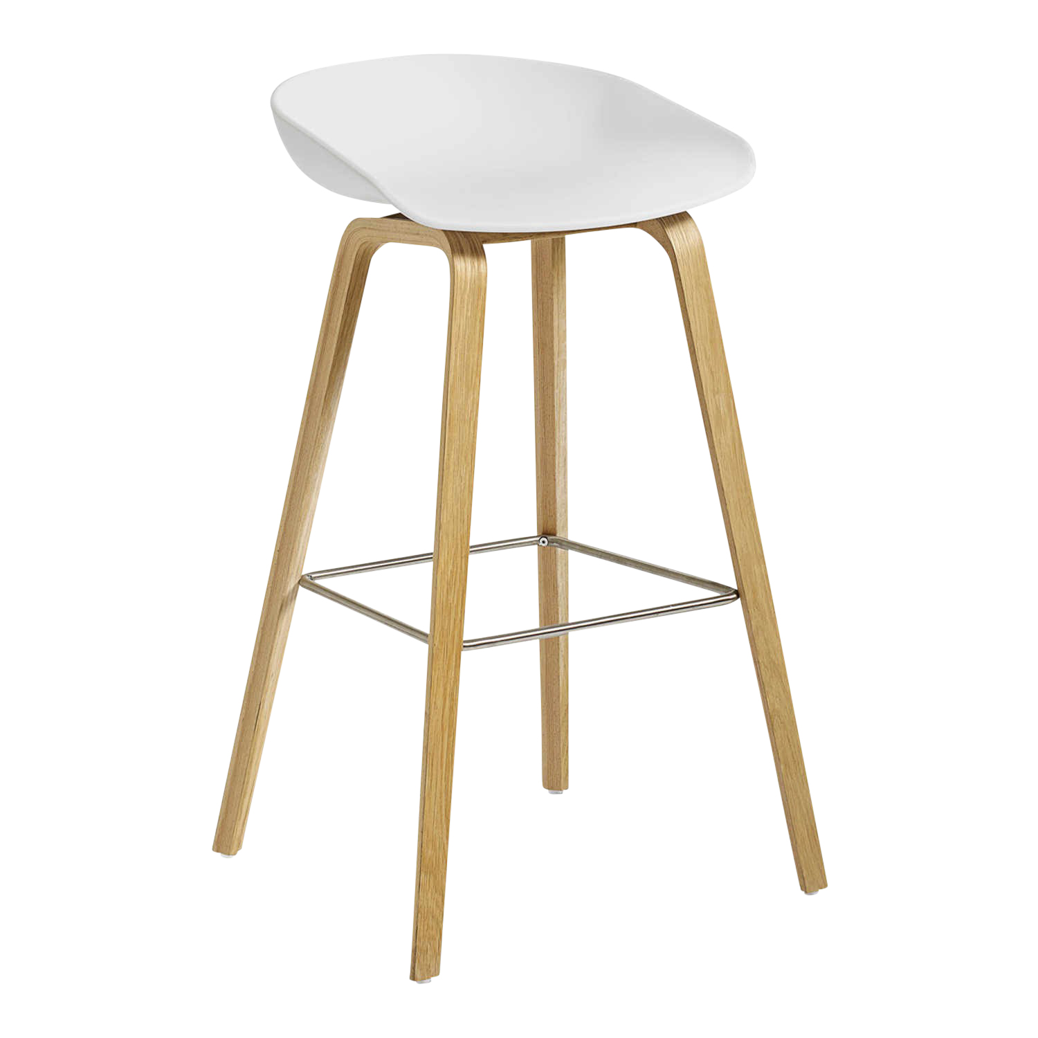 About a Stool AAS32 High Barstuhl, Sitz Polypropylen white 2.0 (recycled), Untergestell eiche geseift von Hay