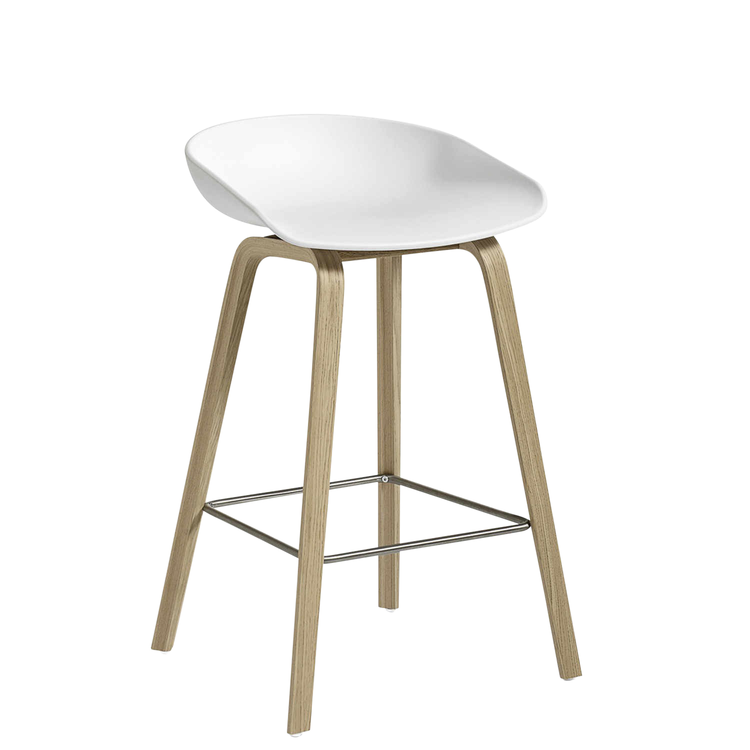 About a Stool AAS32 Low Barstuhl, Sitz Polypropylen melange cream 2.0 (recycled), Untergestell nussbaum wasserbasiert lackiert von Hay