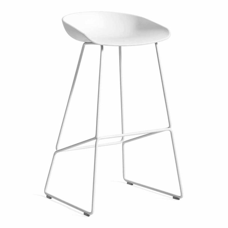 About a Stool AAS38 High Barstuhl, Sitz Polypropylen azure blue 2.0 (recycled), Untergestell stahl, chrom von Hay