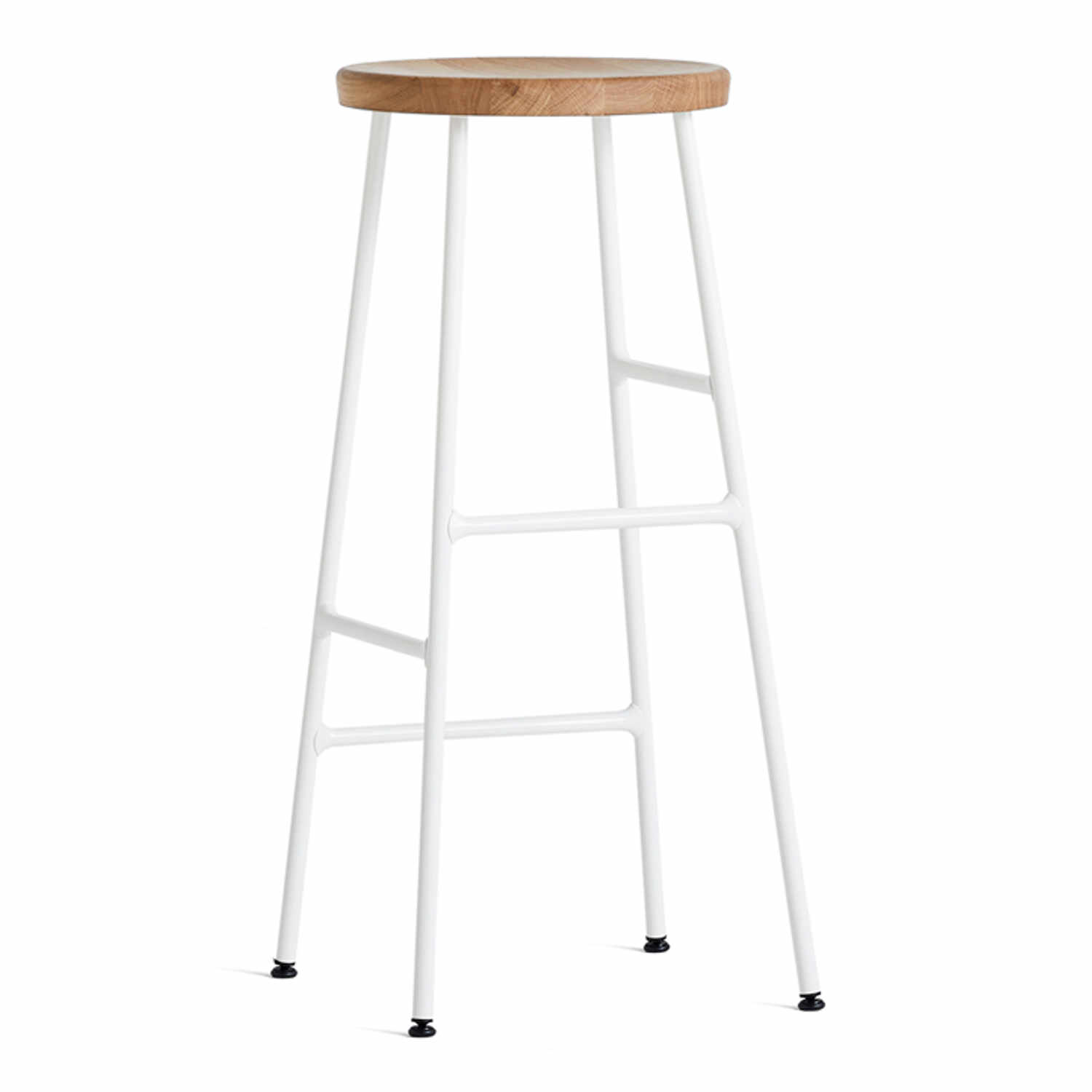 Cornet Bar Stool High Barhocker, Sitz eiche, geölt, Untergestell stahl, pulverbeschichtet cream white von Hay