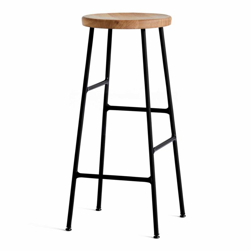 Cornet Bar Stool High Barhocker, Sitz eiche, geölt, Untergestell stahl, pulverbeschichtet soft black von Hay