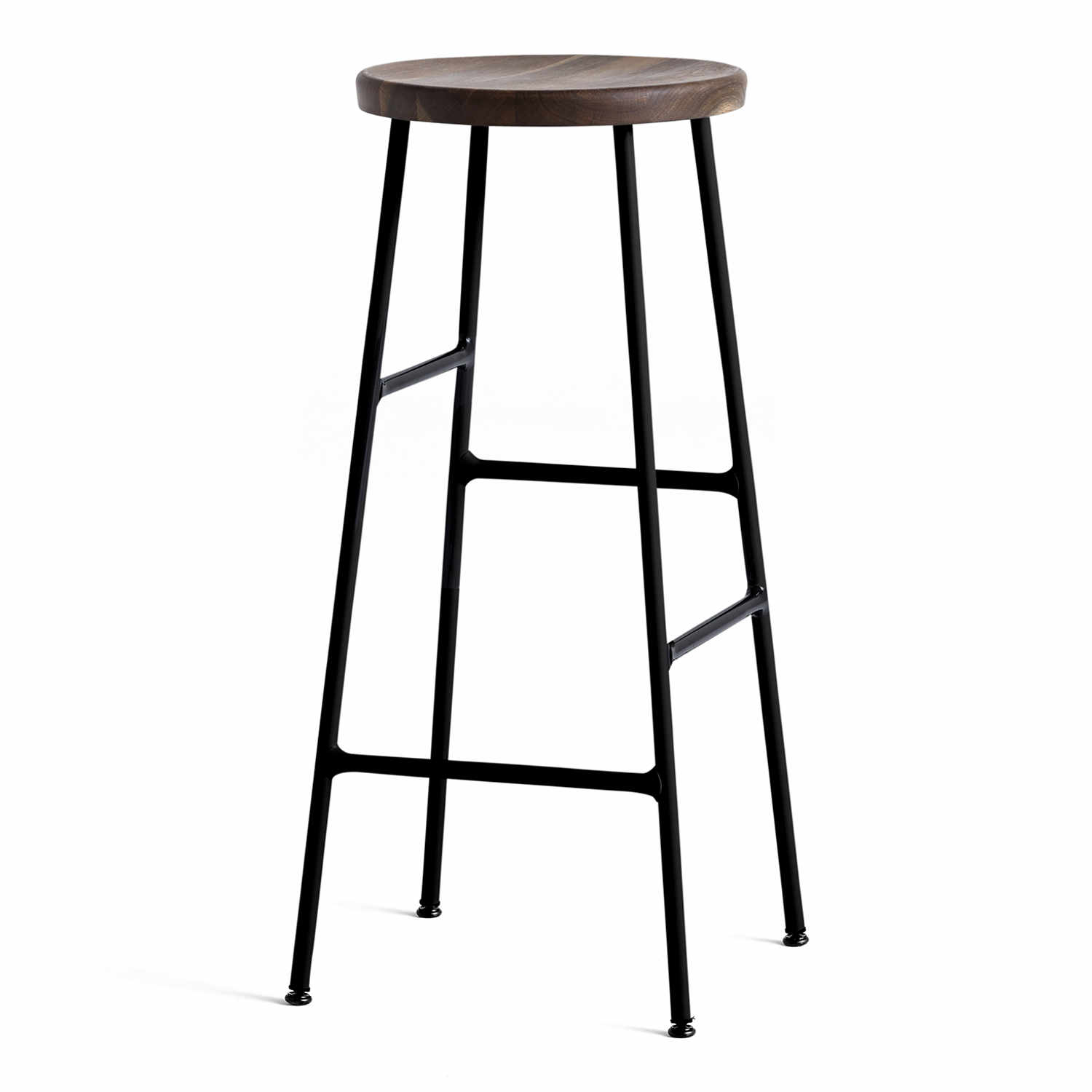 Cornet Bar Stool High Barhocker, Sitz eiche, geräuchert, Untergestell stahl, pulverbeschichtet soft black von Hay