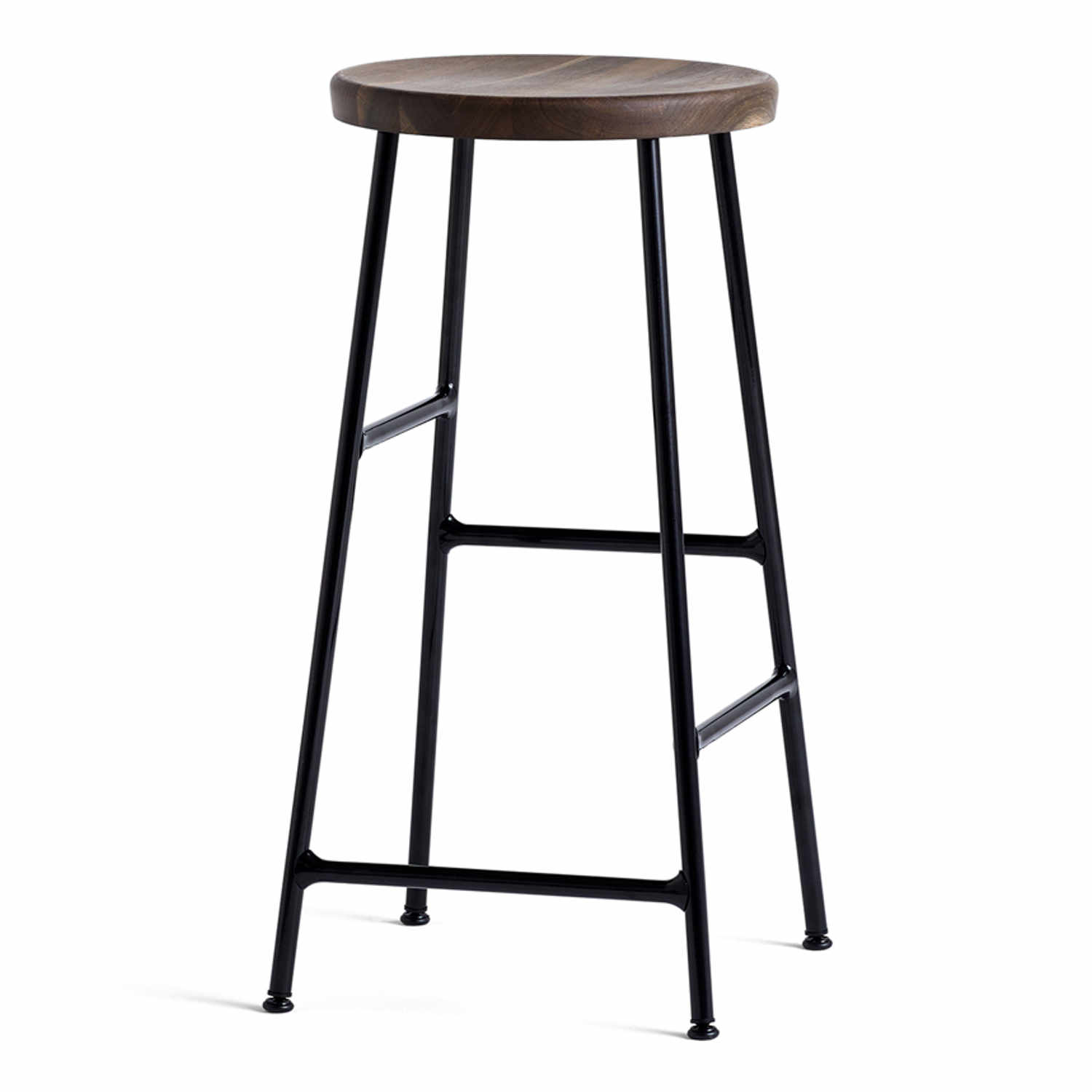 Cornet Bar Stool Low Barhocker, Sitz eiche, geräuchert, Untergestell stahl, pulverbeschichtet soft black von Hay