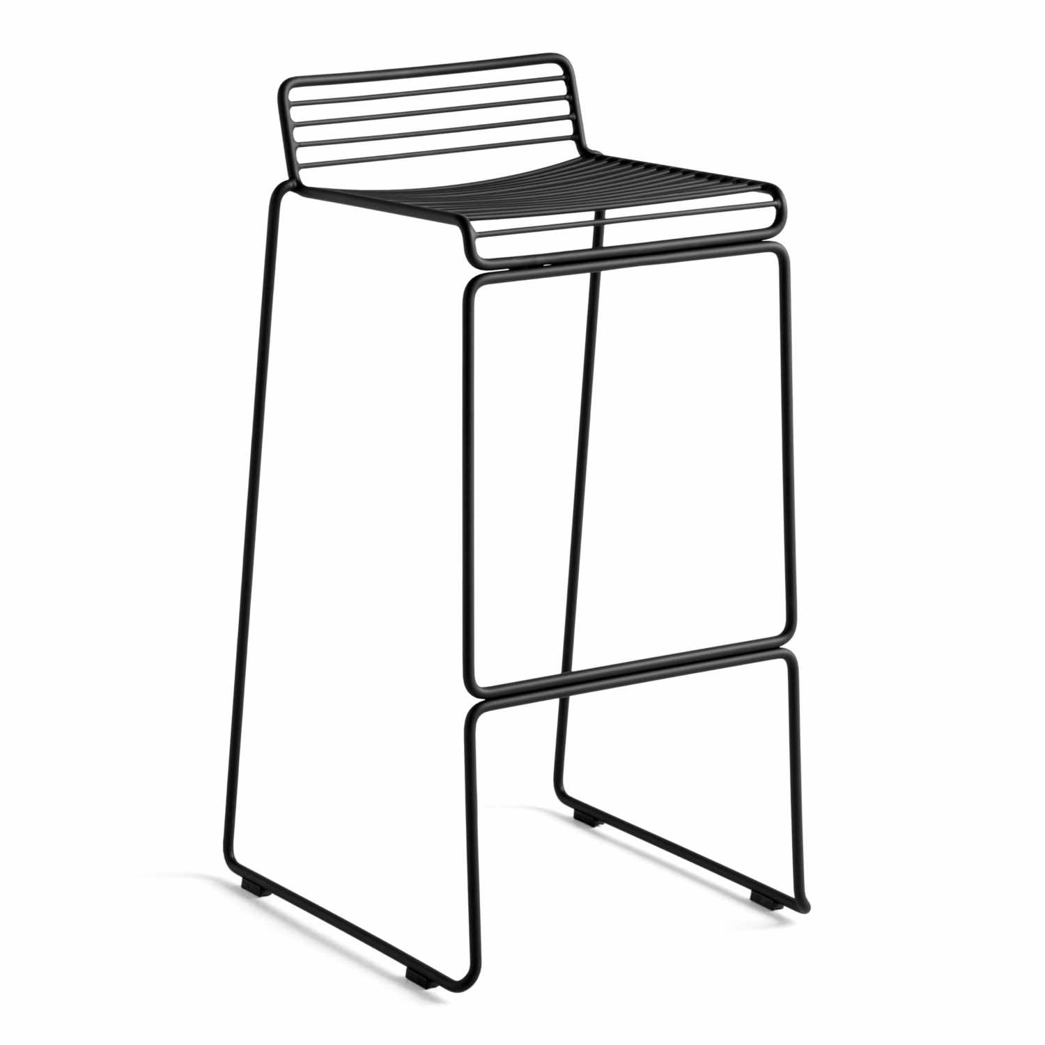 Hee Bar Stool High, Farbe schwarz pulverbeschichtet von Hay