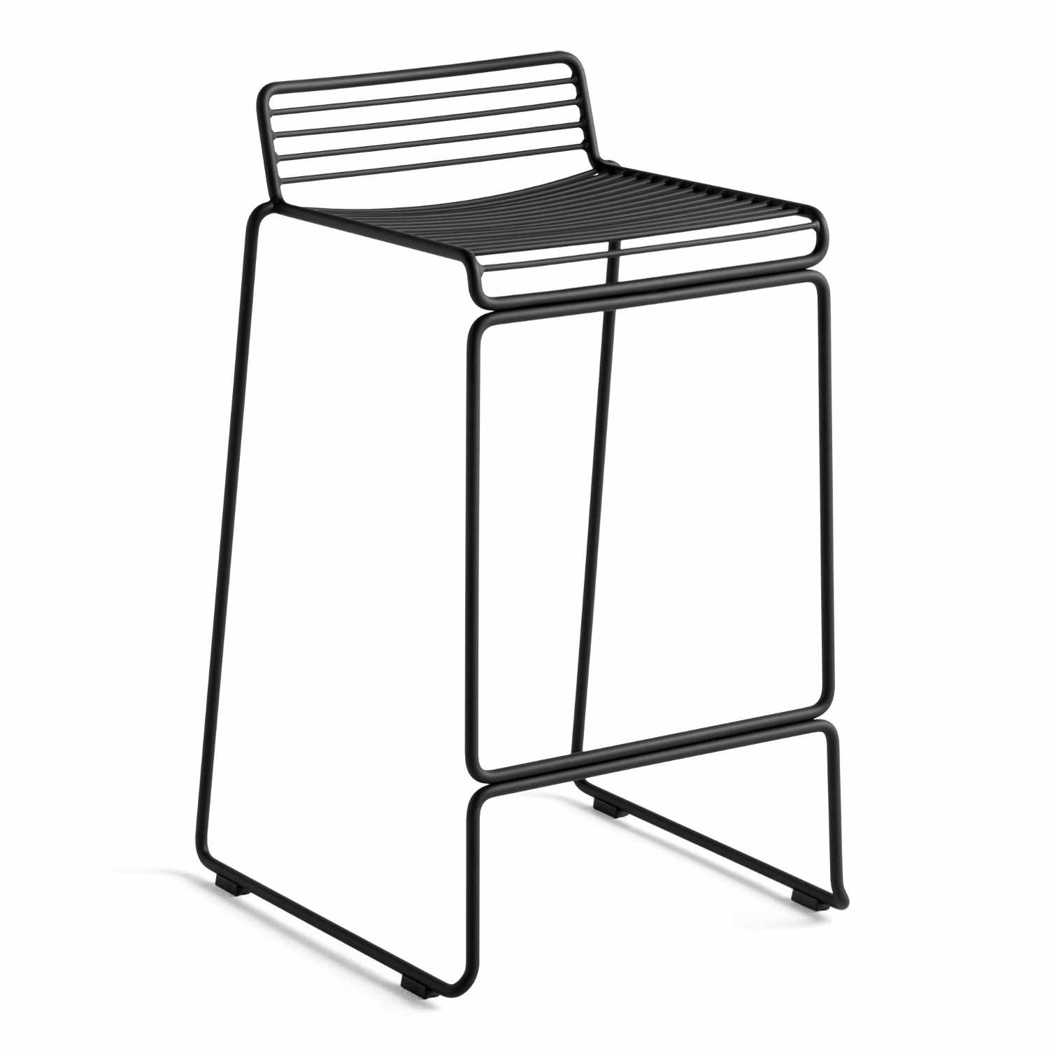 Hee Bar Stool Low, Farbe schwarz pulverbeschichtet von Hay