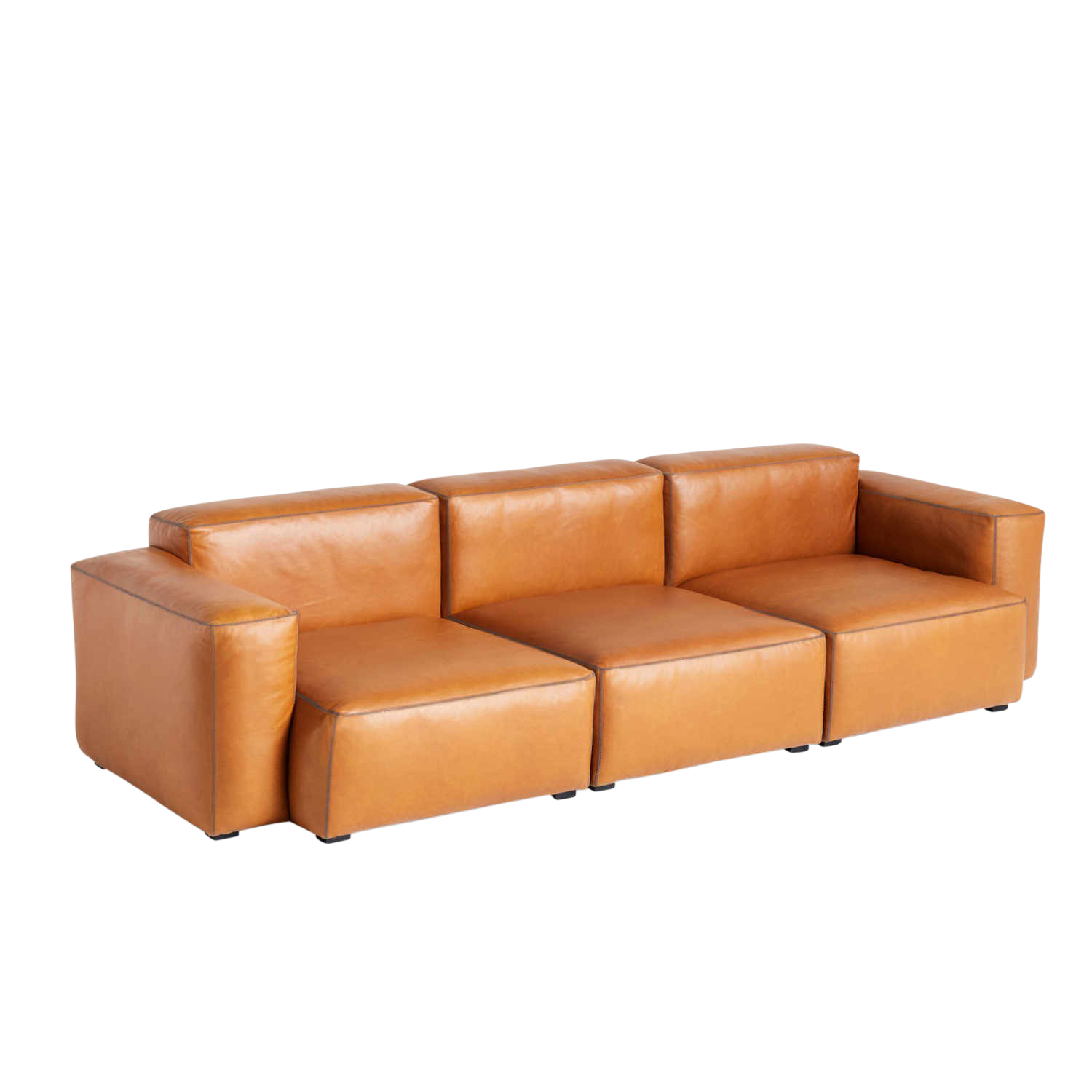 MAGS SOFT Low Armrest 3er Ledersofa Combination 1, Bezug sierra leder dark brown si1015 von Hay