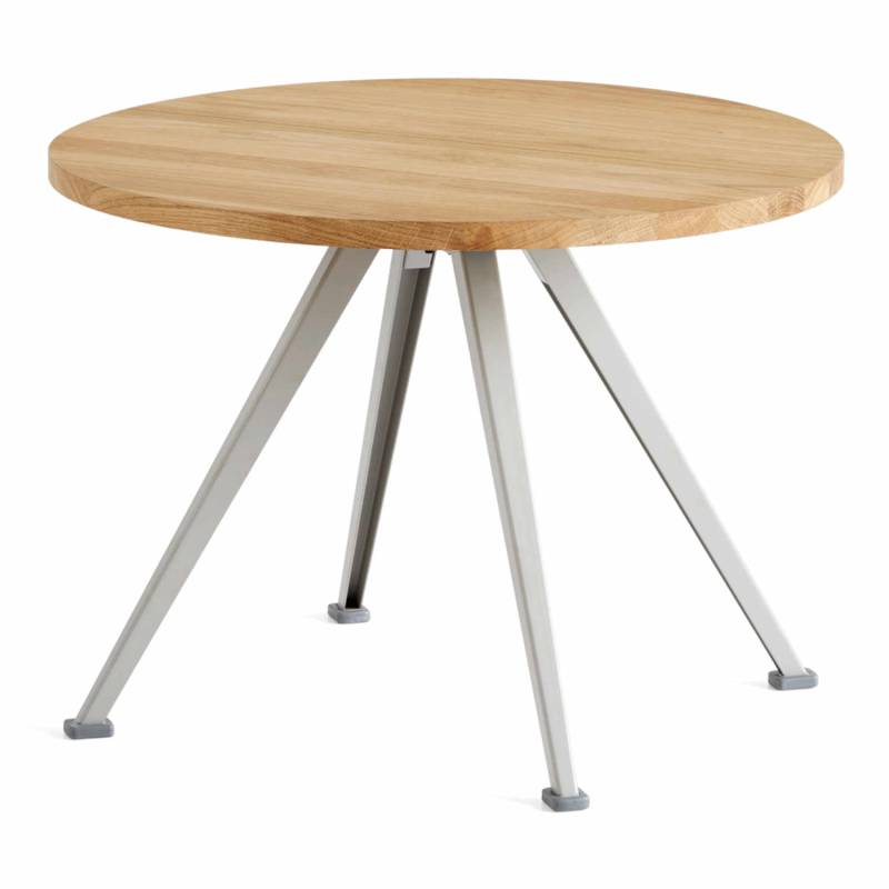 Pyramid Coffee Table 51 Beistelltisch, Grösse ø 60 cm, höhe: 44 cm, Tischplatte eiche geräuchert, Untergestell stahl, pulverbeschichtet schwarz von Hay