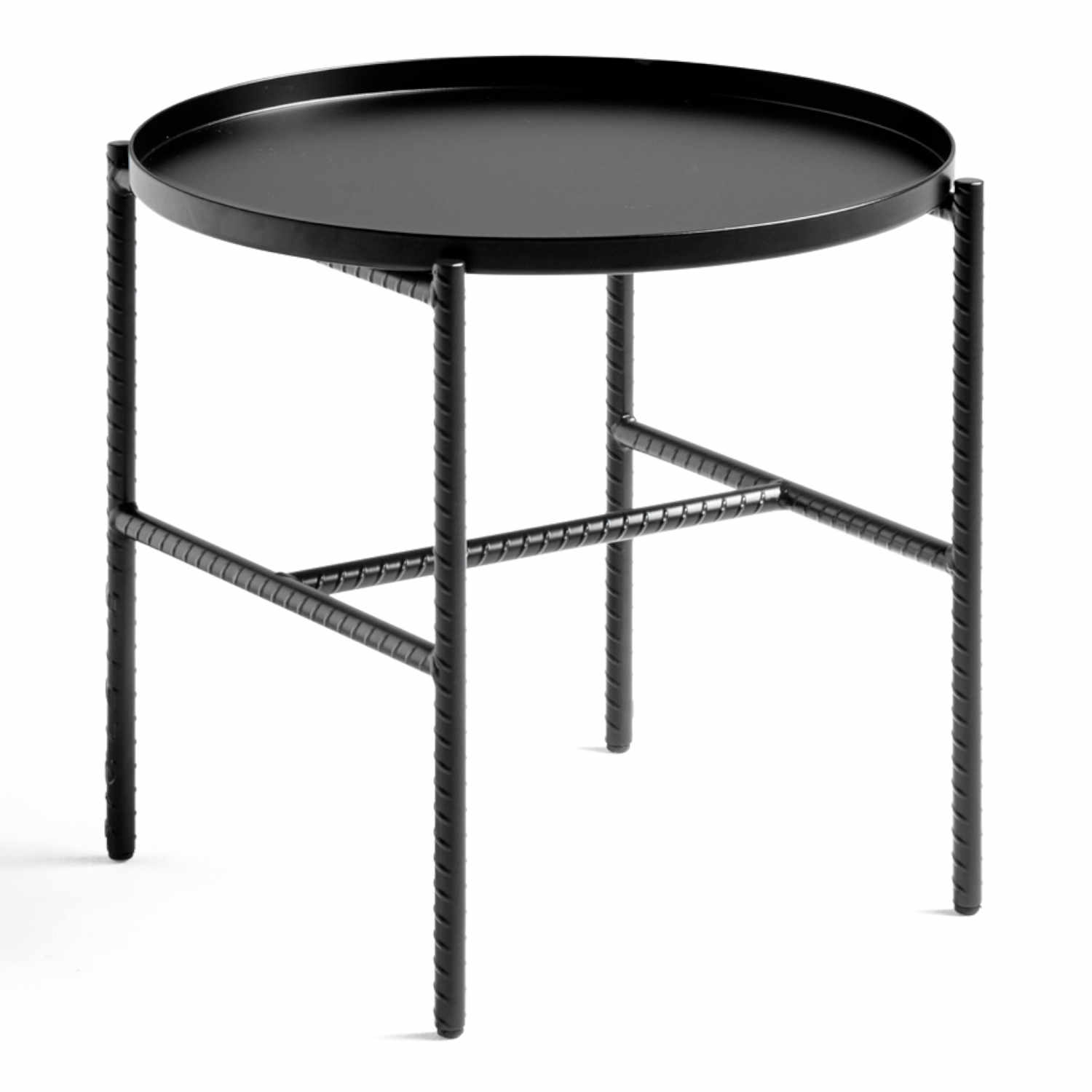 Rebar Side Table Round Beistelltisch, Tischplatte stahl, soft schwarz pulverbeschichtet von Hay