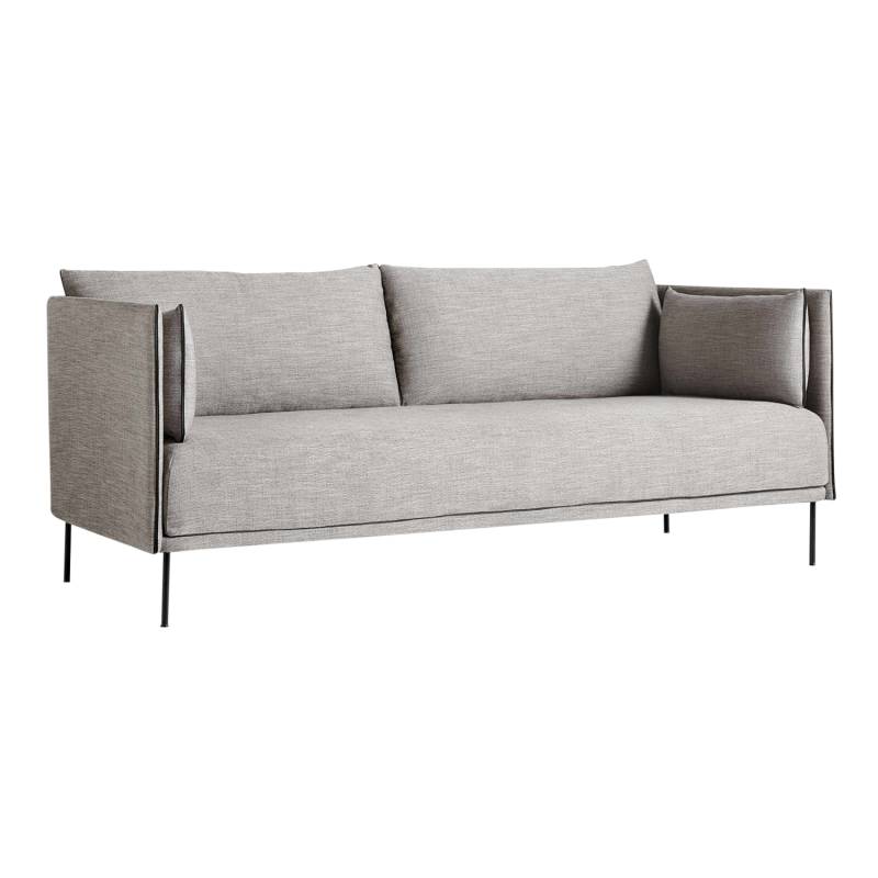 Silhouette 2 Seater 2er Sofa, Stoff 0692 remix by kvadrat, Keder gleich wie stoffbezug, Untergestell eiche geölt von Hay