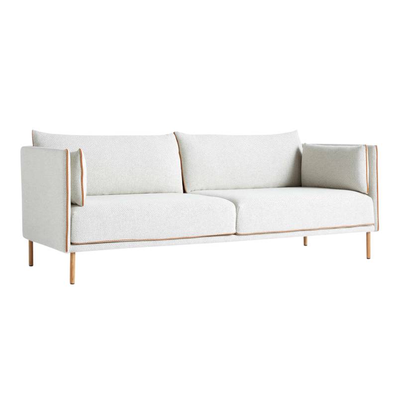 Silhouette 3 Seater 3er Sofa, Stoff 0133 remix by kvadrat, Keder leder schwarz, Untergestell stahl, chrom von Hay