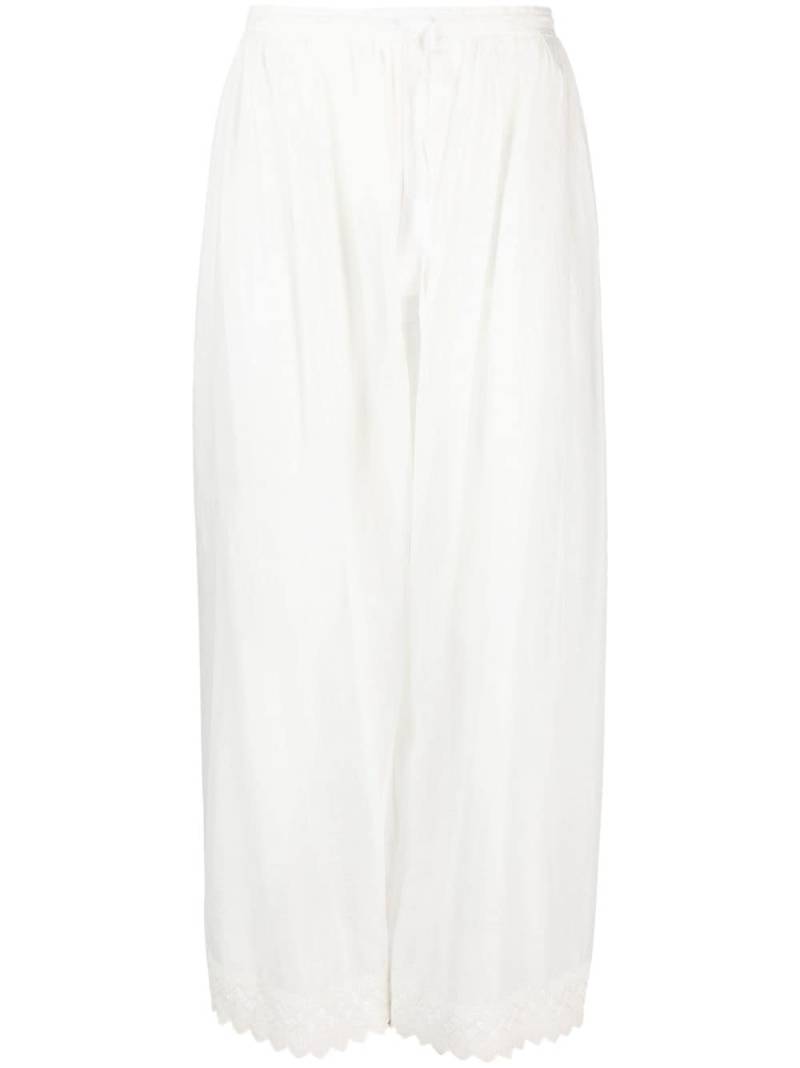 Hed Mayner lace-trim wide-leg trousers - White von Hed Mayner