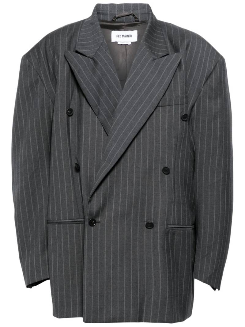 Hed Mayner striped double-breasted blazer - Grey von Hed Mayner