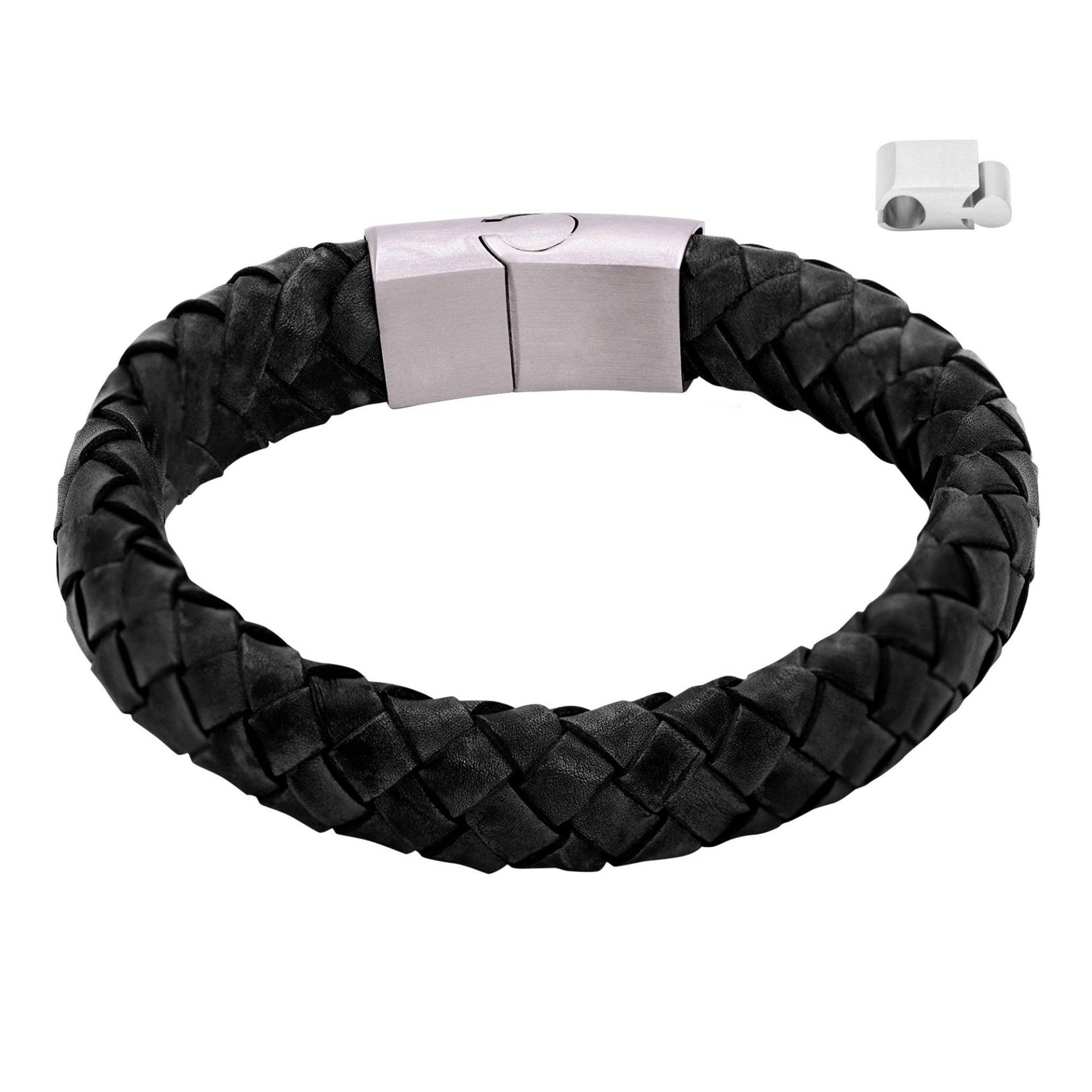 Lederarmband Enno Damen Schwarz 21cm von Heideman