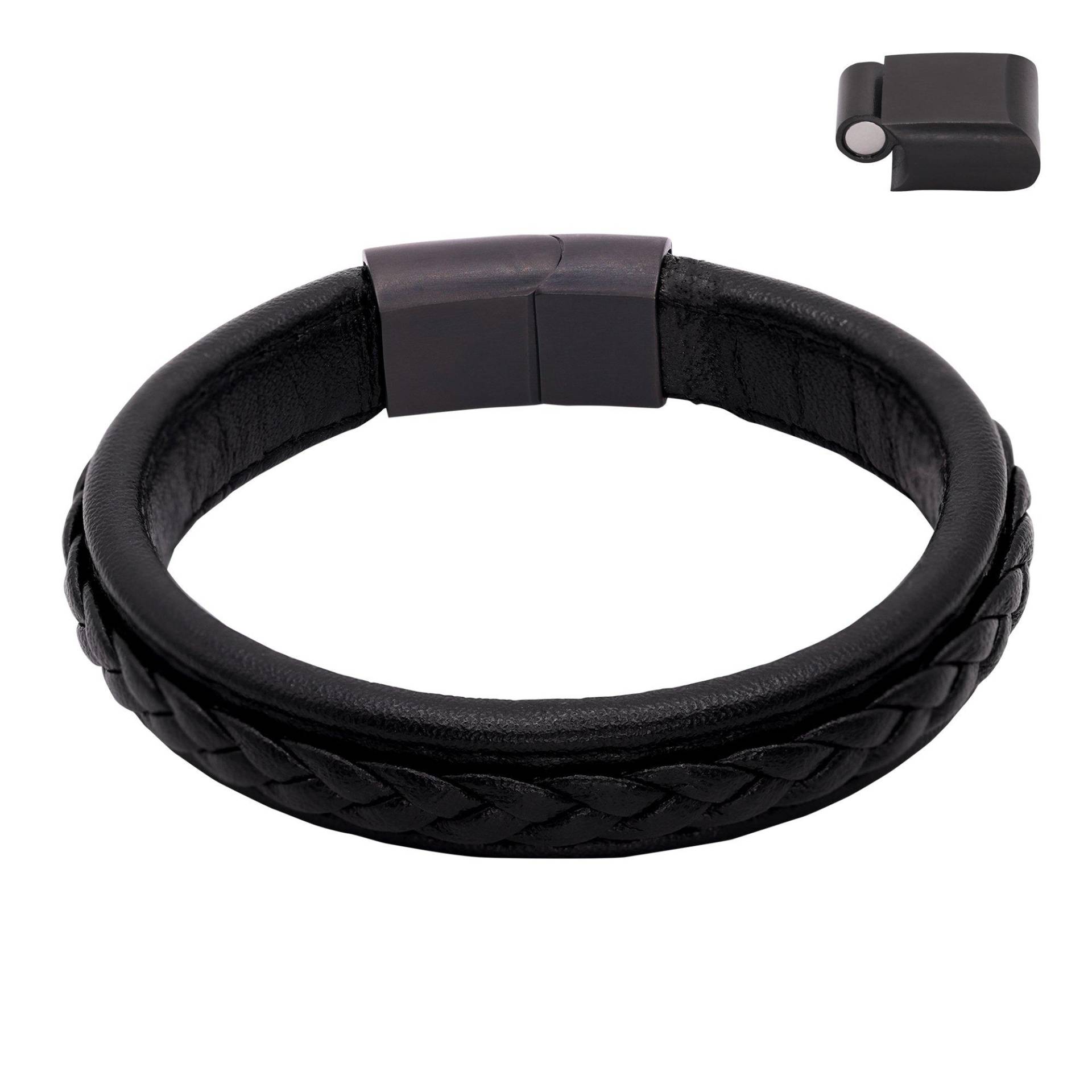 Lederarmband Jannis Damen Schwarz 17cm von Heideman