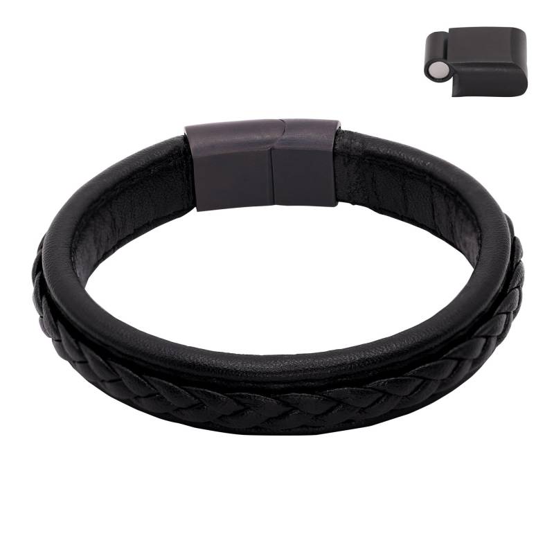 Lederarmband Jannis Damen Schwarz 21cm von Heideman