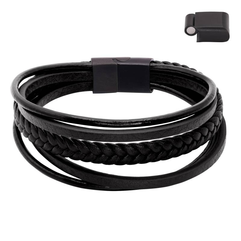 Lederarmband Joris Damen Schwarz 17cm von Heideman