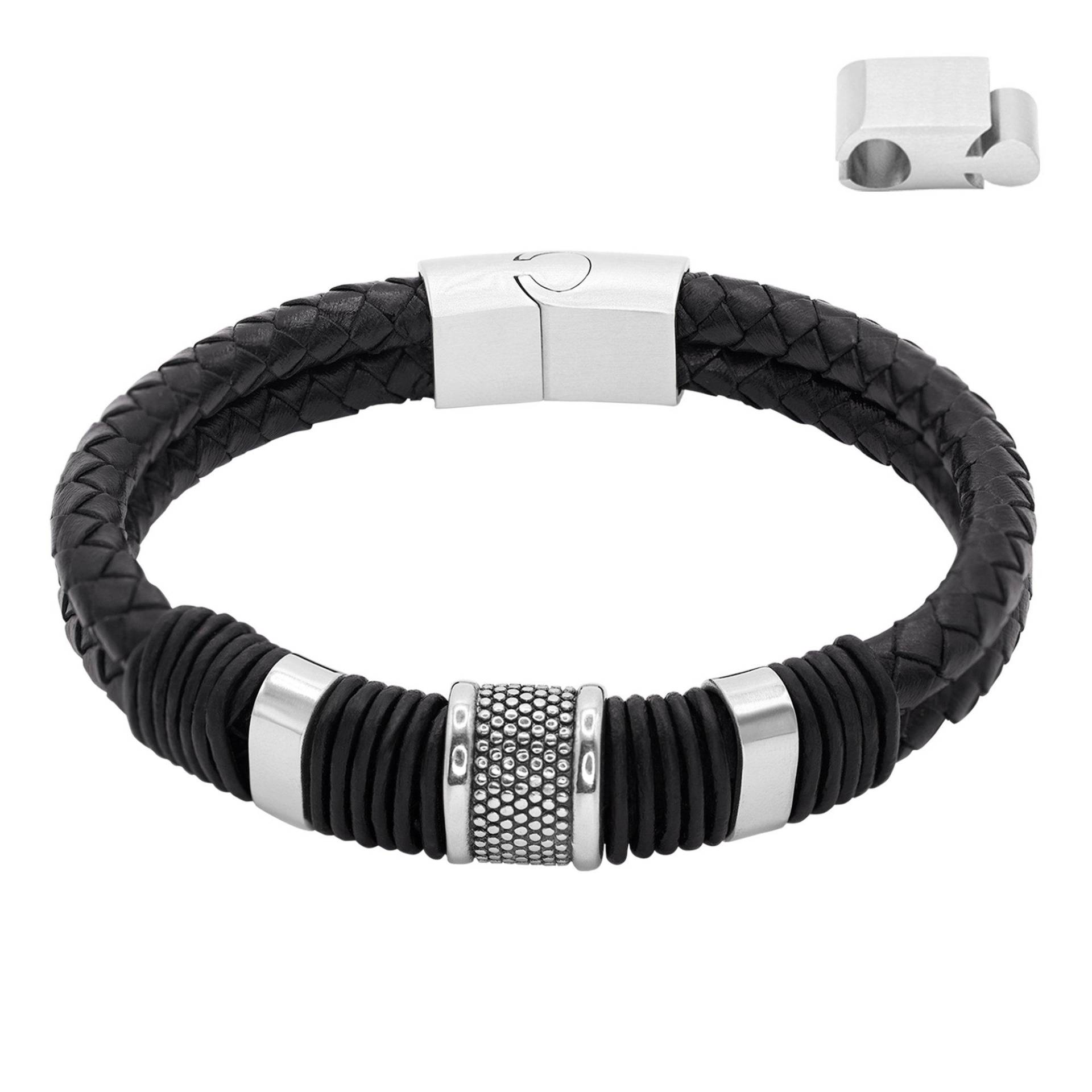 Lederarmband Kian Damen Schwarz 21cm von Heideman