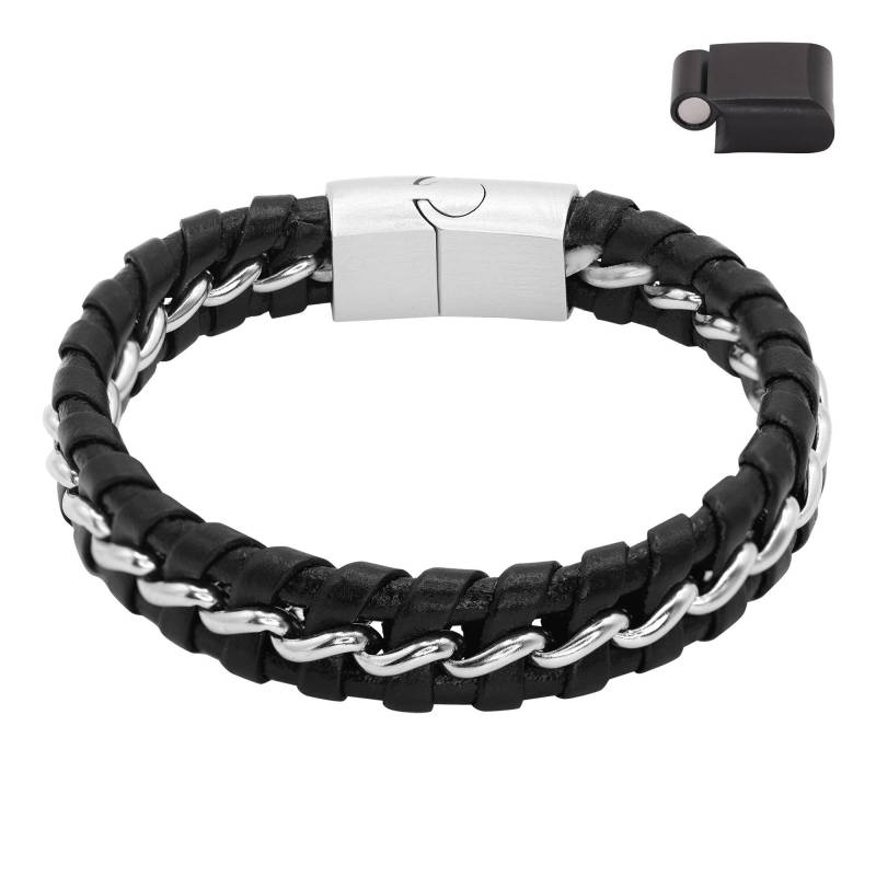 Lederarmband Laurin Damen Schwarz 23cm von Heideman