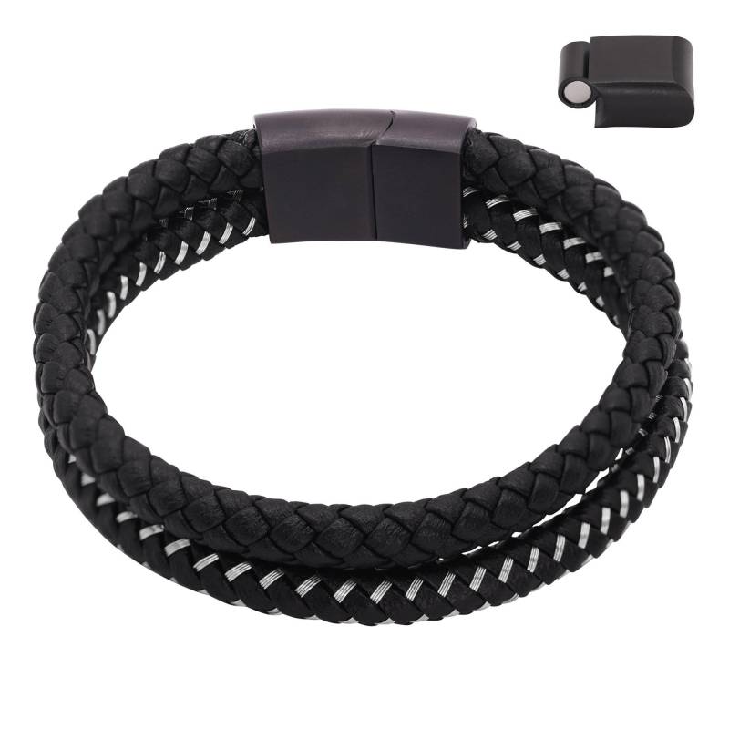 Lederarmband Timon Damen Schwarz 17cm von Heideman