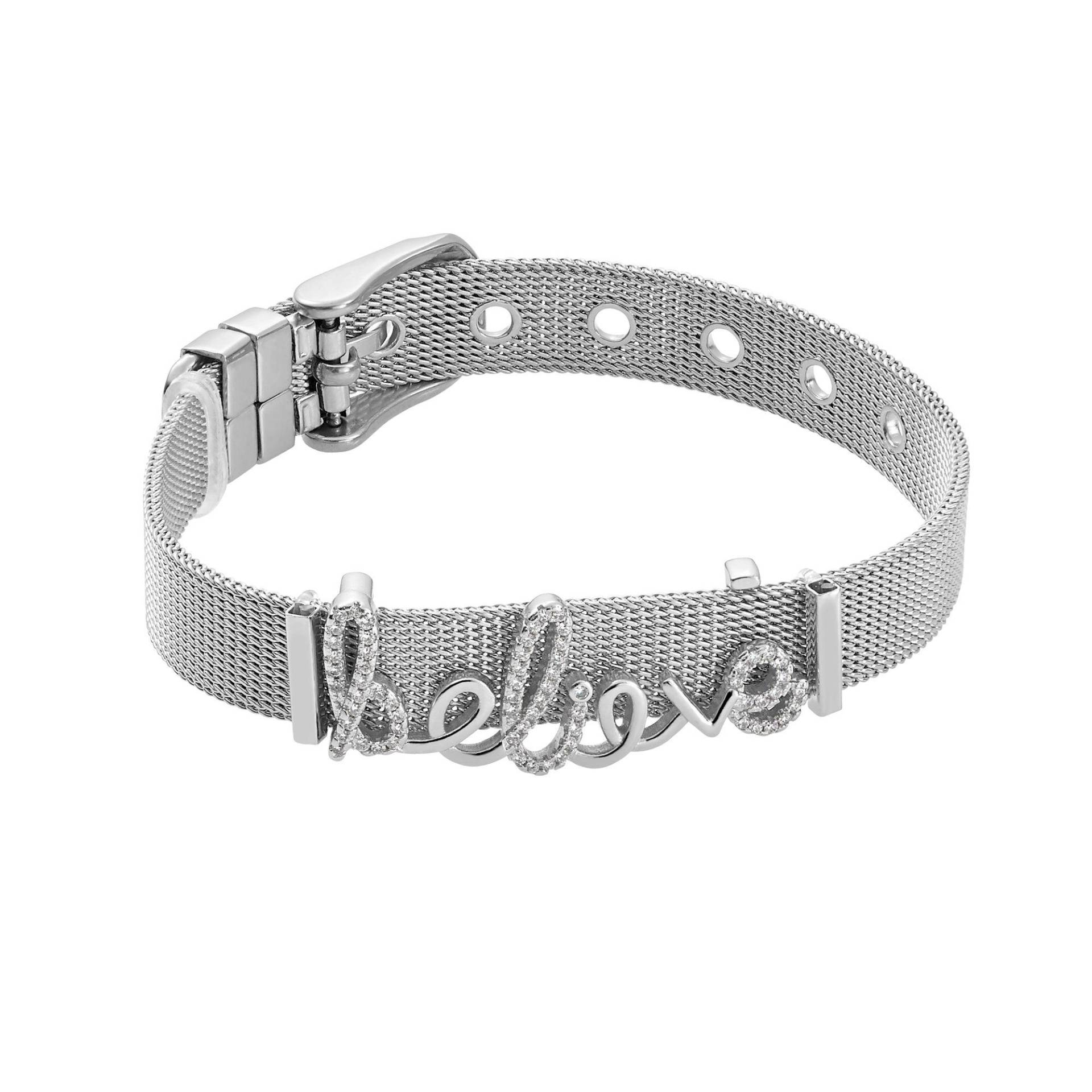 Mesh Armband Believe Poliert Damen Silber ONE SIZE von Heideman