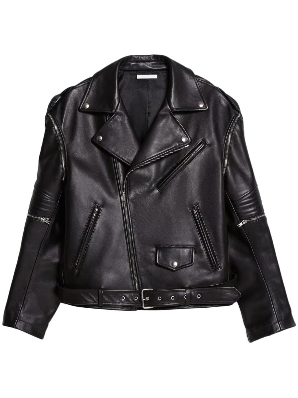 Helmut Lang belted leather biker jacket - Black von Helmut Lang