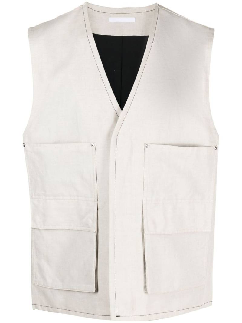 Helmut Lang cotton-linen cargo gilet - Neutrals von Helmut Lang